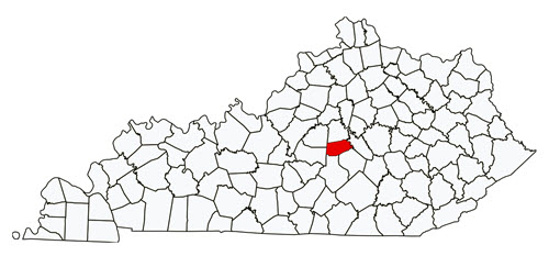 Kentucky map with Boyle County highlighted