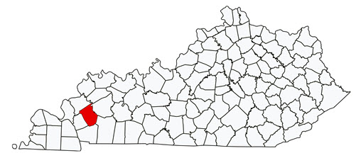 Kentucky map with Caldwell County highlighted