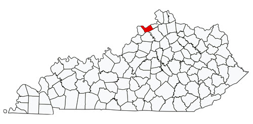 Kentucky map with Carroll County highlighted