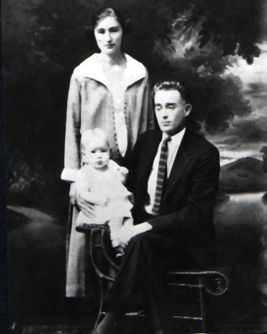 Hobart Garrett (1897-1946), Pearl Bertha (Floyd) Garrett (1900-1984) and their son, Douglas Leon Garrett (1923-1995). Hobart Garrett, s/o Henry Barker Garrett and Emmaline Candice Warford. Pearl Bertha (Floyd) Garrett, d/o Dudley Floyd and Eva Stacy. Hobart and Pearl married December 23, 1922 in West Irvine, Kentucky.