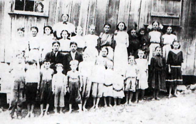 School house in Estill County, KY possibly Station Camp. Park Gentry is the young man on the left in the dark suit.