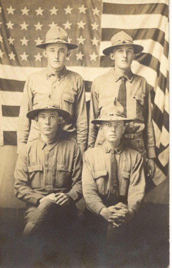 Oscar & Willie Samples--WWI uniforms, standing; s/o William & Mary Evelyn (Reynolds) Samples