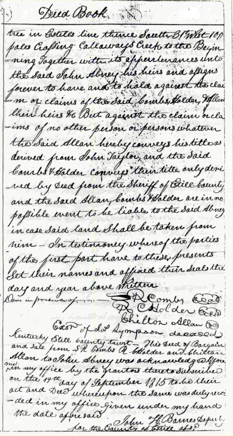 John Abney II Deed Page 3