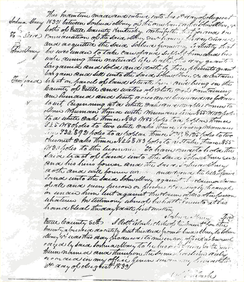 Joshua Abney Deed Page 1
