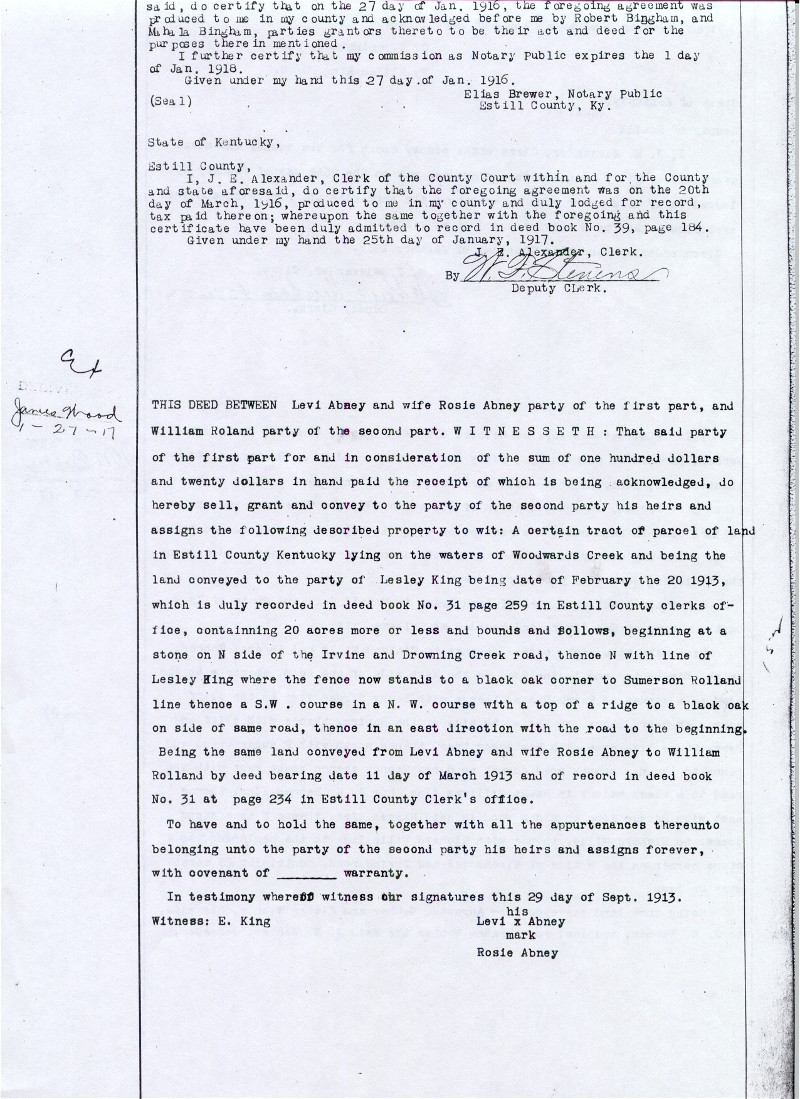 Levi & Rosie Abney to William Roland