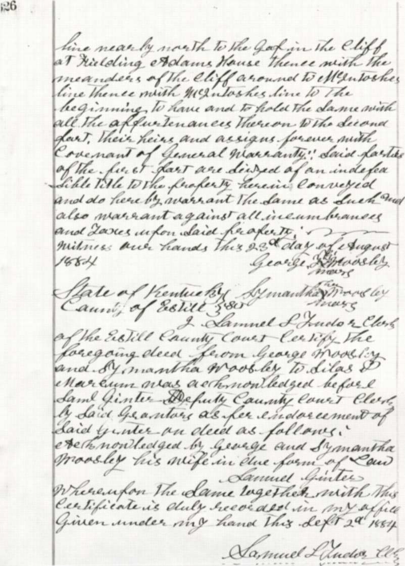 George & Samantha J. Woosley to Silas P. Marcum