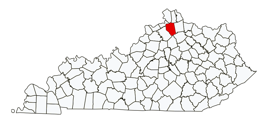 Kentucky map with Grant County highlighted
