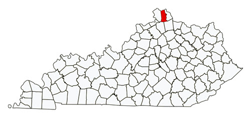 Kentucky map with Kenton County highlighted