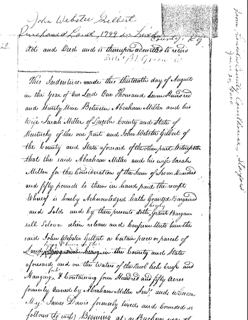 Abraham and Sarah Miller to John Webster Gilbert Deed