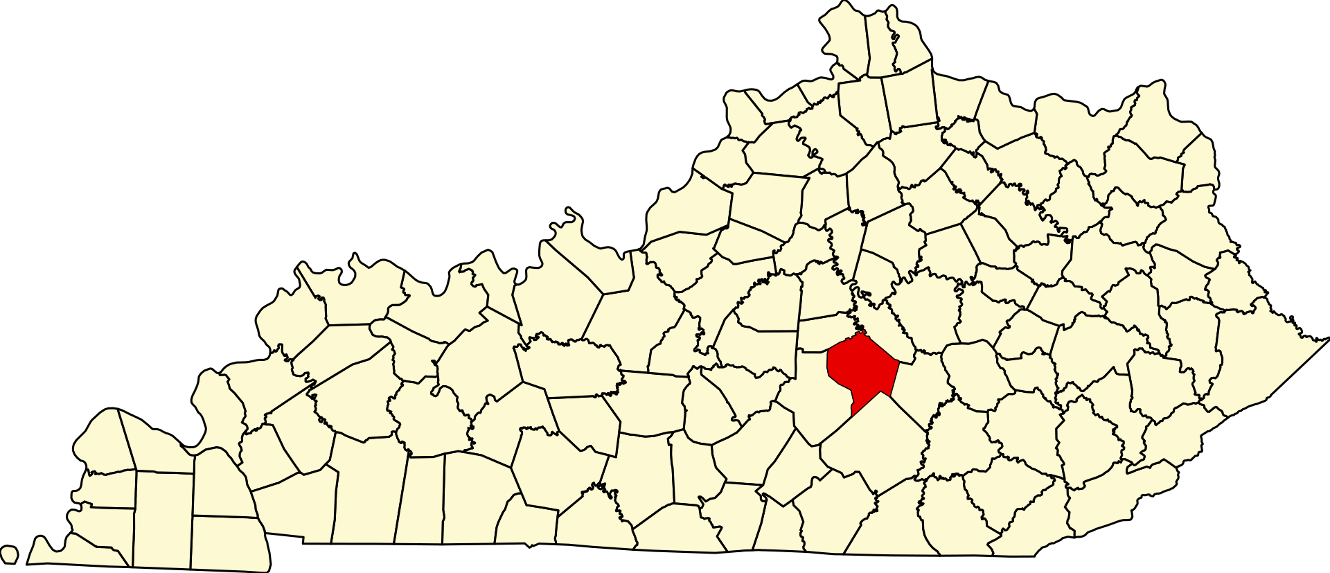 Map of Kentucky showing Lincoln County