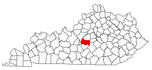 Kentucky map with Marion County highlighted