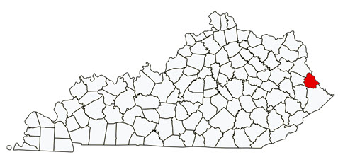 Kentucky map with County highlighted
