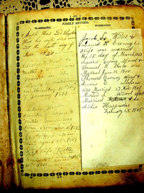 Joseph Wood Bible Record Page 1