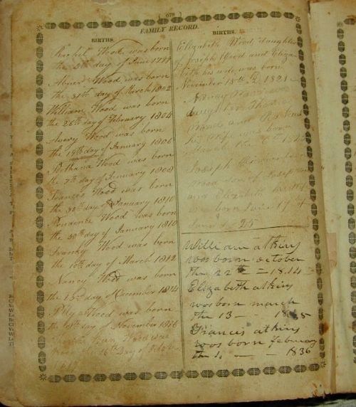 Joseph Wood Bible Record Page 2