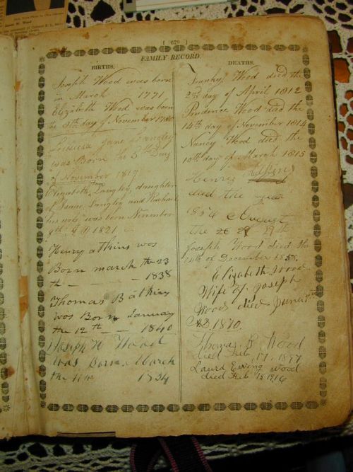 Joseph Wood Bible Record Page 3