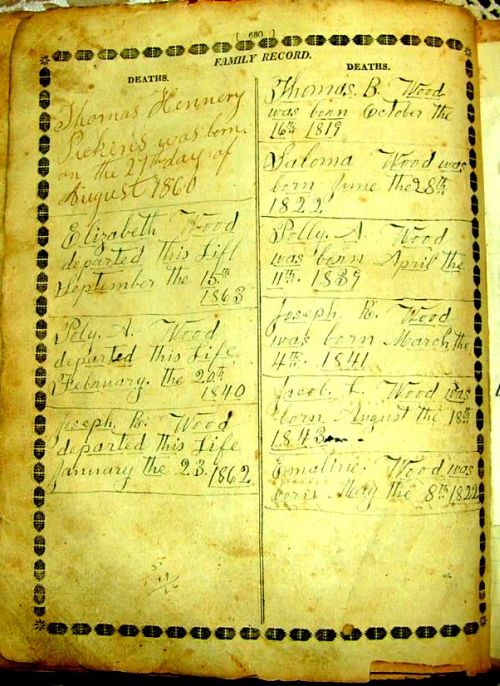 Joseph Wood Bible Record Page 4