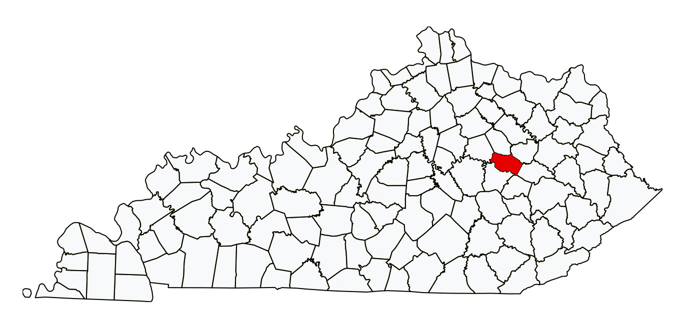 Kentucky map with Powell County highlighted