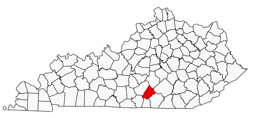 Kentucky map with Russell County highlighted
