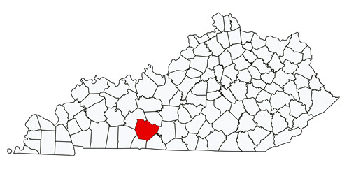 Kentucky map with Warren County highlighted